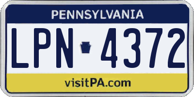 PA license plate LPN4372