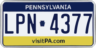 PA license plate LPN4377