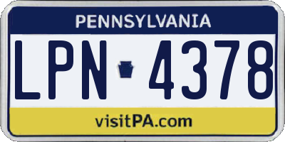 PA license plate LPN4378