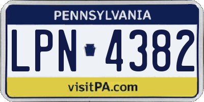 PA license plate LPN4382