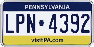 PA license plate LPN4392