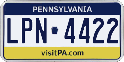 PA license plate LPN4422