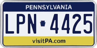 PA license plate LPN4425