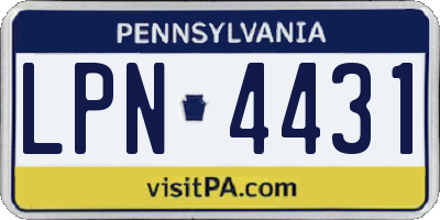 PA license plate LPN4431