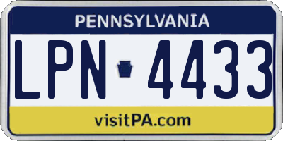 PA license plate LPN4433