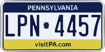 PA license plate LPN4457