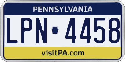 PA license plate LPN4458