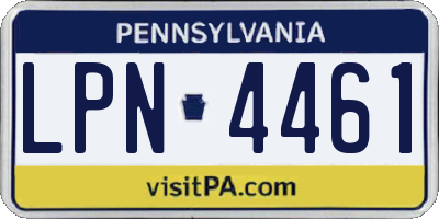 PA license plate LPN4461