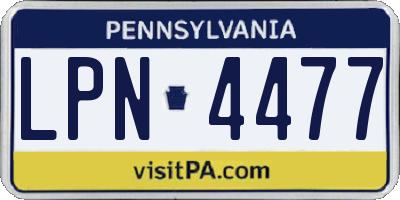 PA license plate LPN4477