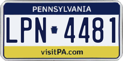 PA license plate LPN4481