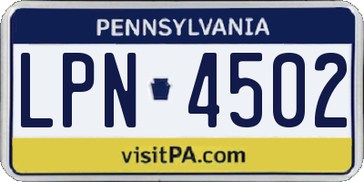PA license plate LPN4502