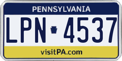 PA license plate LPN4537