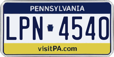 PA license plate LPN4540