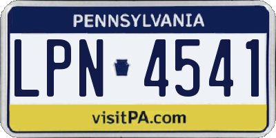PA license plate LPN4541