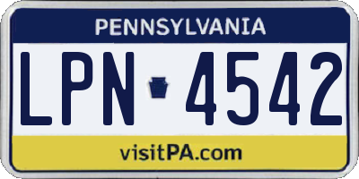 PA license plate LPN4542
