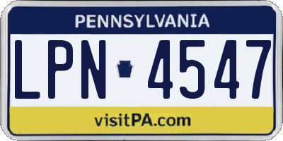 PA license plate LPN4547