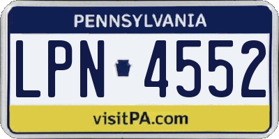 PA license plate LPN4552