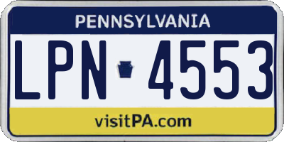 PA license plate LPN4553