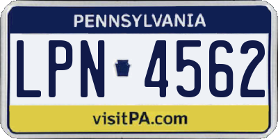 PA license plate LPN4562