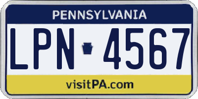 PA license plate LPN4567