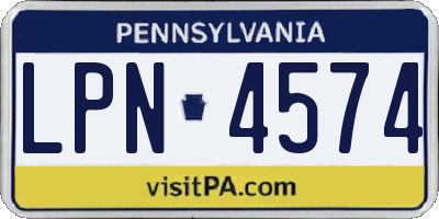 PA license plate LPN4574