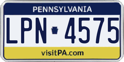 PA license plate LPN4575