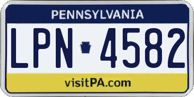 PA license plate LPN4582