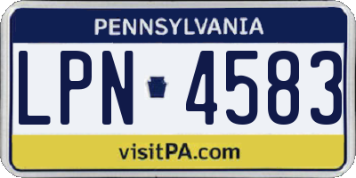 PA license plate LPN4583