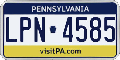 PA license plate LPN4585