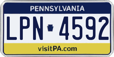 PA license plate LPN4592