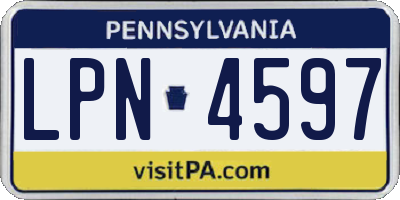 PA license plate LPN4597