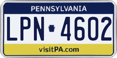 PA license plate LPN4602