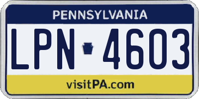 PA license plate LPN4603