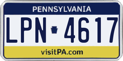 PA license plate LPN4617