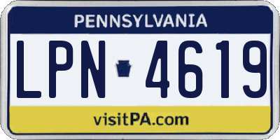 PA license plate LPN4619