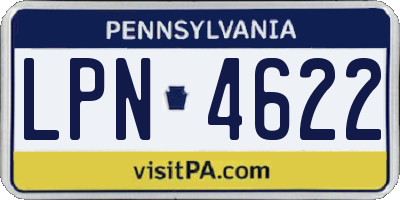 PA license plate LPN4622