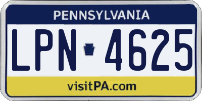 PA license plate LPN4625