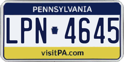 PA license plate LPN4645