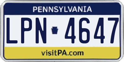 PA license plate LPN4647