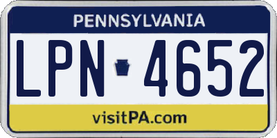 PA license plate LPN4652