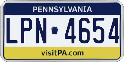 PA license plate LPN4654