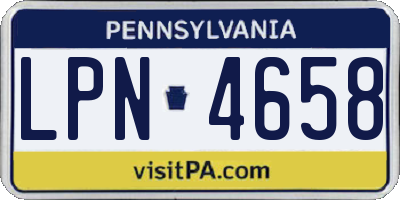 PA license plate LPN4658