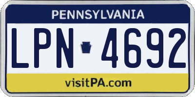 PA license plate LPN4692