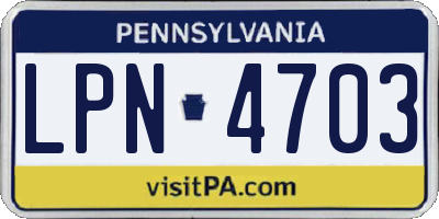 PA license plate LPN4703