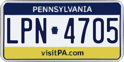 PA license plate LPN4705