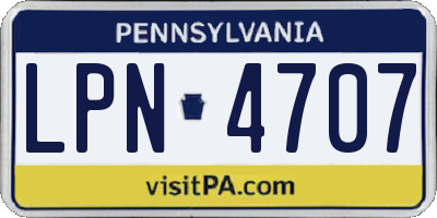 PA license plate LPN4707
