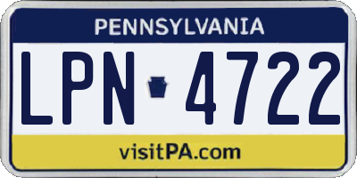 PA license plate LPN4722