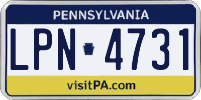 PA license plate LPN4731