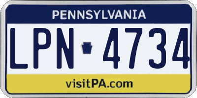 PA license plate LPN4734