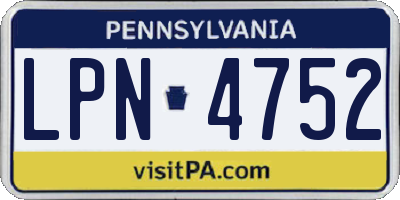 PA license plate LPN4752